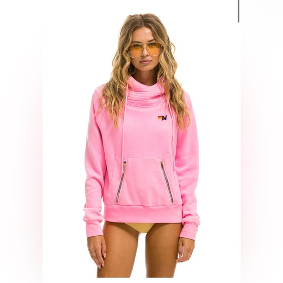 RARE Aviator Nation Ninja Pullover Hoodie Hot Pink